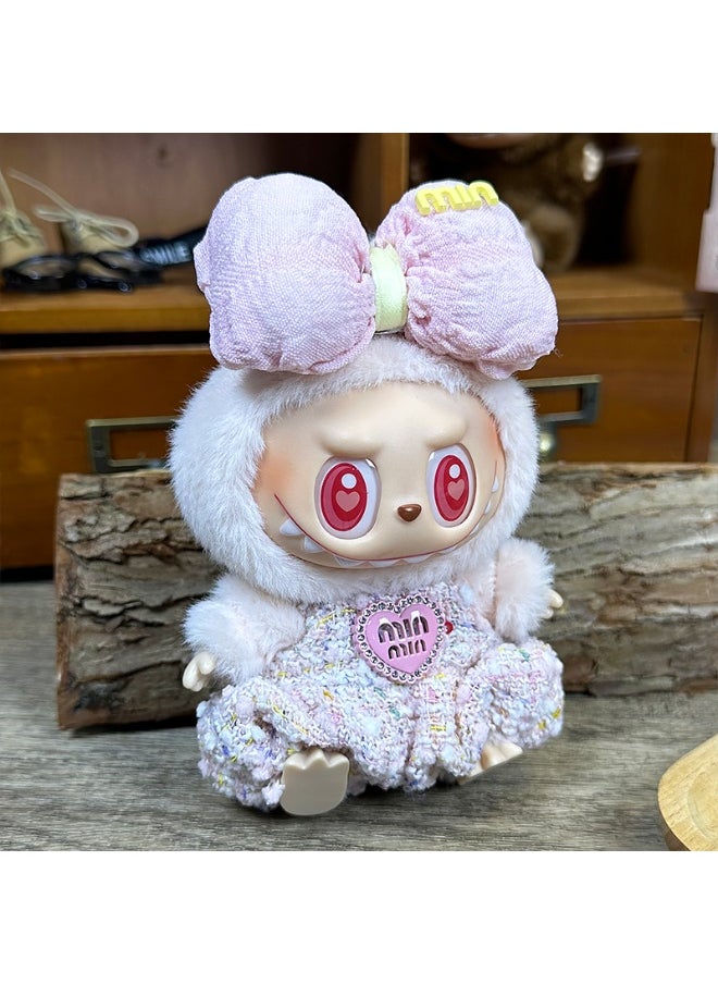 LABUBU LABUBU Universal Doll Pink M-Inspired Outfit – 2-Piece Set with Head Accessory & Romper – Fits Gen 1 & 2 Plush/Vinyl Dolls (Doll Not Included)  - Image 1