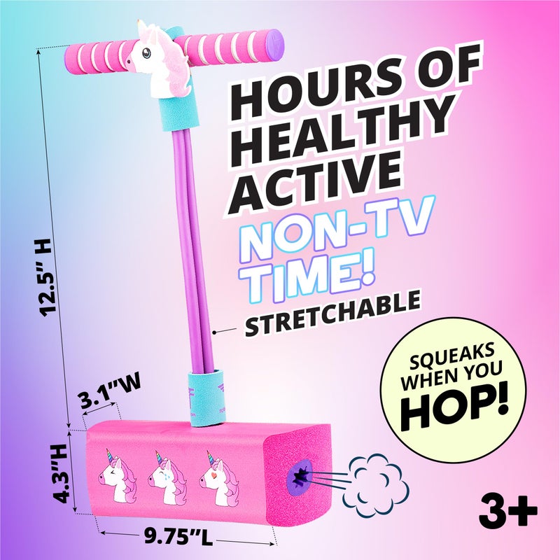 Flybar My First Foam Pogo Jumper for Kids Fun and Safe Pogo Stick for Toddlers, Durable Foam and Bungee Jumper for Ages 3 and up, Supports up to 250lbs (Unicorn) - Image 4