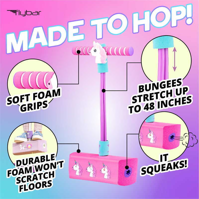 Flybar My First Foam Pogo Jumper for Kids Fun and Safe Pogo Stick for Toddlers, Durable Foam and Bungee Jumper for Ages 3 and up, Supports up to 250lbs (Unicorn) - Image 2