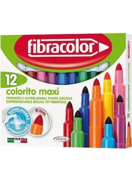 Fibracolor Colorito Maxi Jumbo Felt 12 Colors Washable 