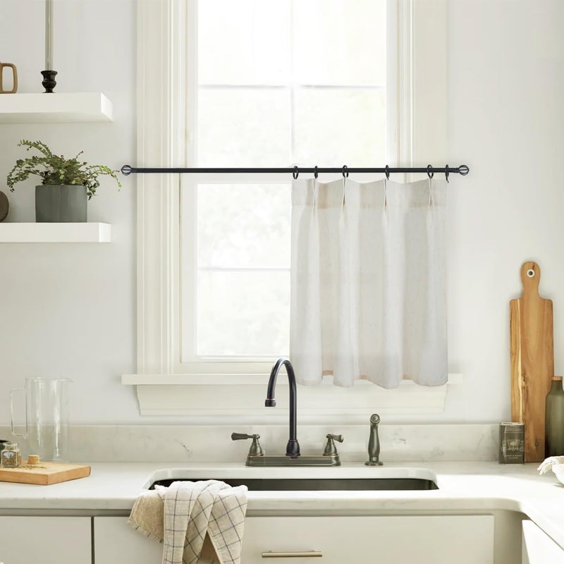 Lino Rosa Cafe Curtain 18 Inch Length Pinch Pleat Sheer Linen Farmhouse Tiny Window 1 Single Panel Curtain for Kitchen,24x18 in Long - Image 1