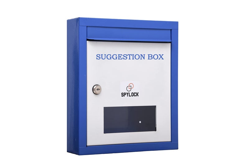 SPYLOCK Double Heavy Grade Metal Suggestion Box Letter Box Mail Box Compaint Box Suggestion Box Donation Box Wall mountble Box Office/Post Box for Home gate with Lock -Wall Mount Blue - Image 2