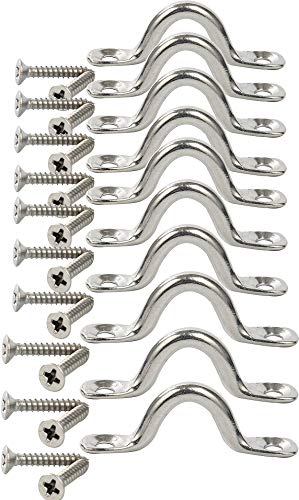 Amarine Made Amarine-made Pack of 10 Stainless Steel Bimini Boat Top PAD Eye , Eye Straps, Tie Down, Kayak Deck Loops, Tie Down Anchor Point, footman's Loop for Kayak Canoe Rigging - Image 1