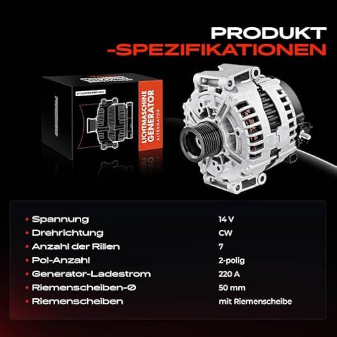 Frankberg Alternator Compatible with W221 S350 S600 S65 AMG 3.0L-6.0L 2005-2013 C216 CL600 CL65 AMG 5.5L 6.0L 2006-2013 R230 600 5.5L 2000L 200000L 200000L 200000L 200000 6-201. 2 Replace# A0131540602 - Image 4