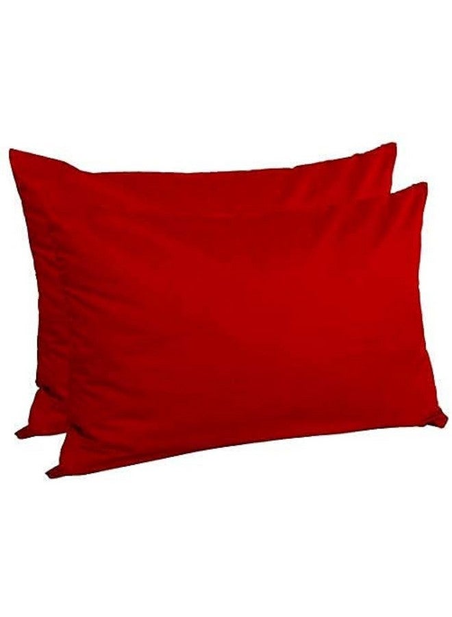 Om Bedding Collection Travel Pillowcase 12X16 500 Thread Count Egyptian Cotton Set of 2 Toddler Pillowcase Envelope Closer Red Solid with 100% Egyptian Cotton (Toddler Travel 12x16, Red)… - Image 1