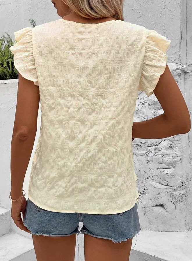Take Two Women Beige Texture Embroidered Top