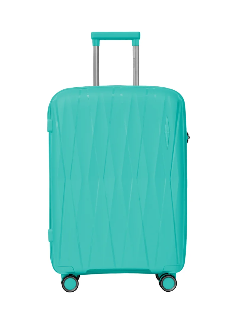Parajohn PARA JOHN TRIACUT Series - 3 Piece Premium Durable Polypropylene, Lightweight & Stylish 8-Wheel Spinner Trolley 20,24,28 Sizes- Mint Green