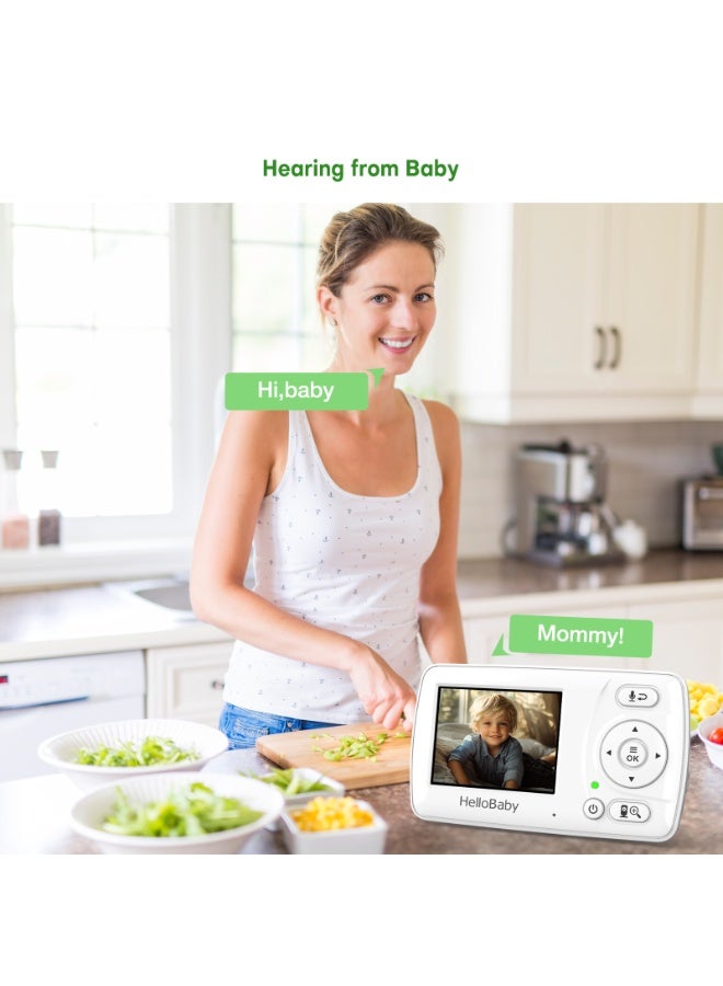 Hellobaby HB30 2025 Model Video Baby Monitor 2.4'' LCD Display Screen with Camera, Infrared Night Vision, Two Way Talk, VOX Mode, Built-in Lullabies, Long Range 1000 Feet and Temperature Monitoring - Image 4