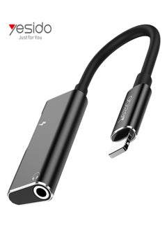Yesido YAU11 Audio Adapter 2 in 1 Convert For Lightning To Lightning And 3.5mm Port Splitter Adapter Line - Black