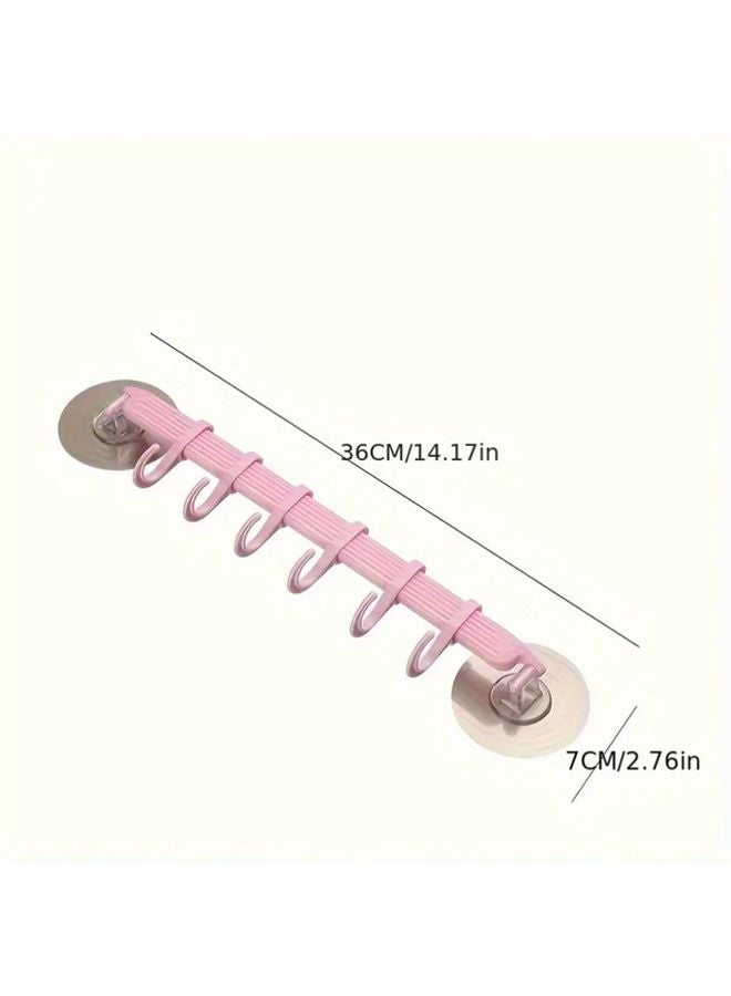 White Adhesive Hooks 6 Row Wall Mounted Seamless Hangers For Bathroom Kitchen - Image 3