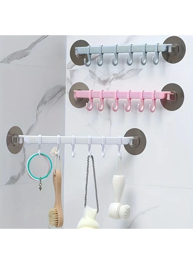White Adhesive Hooks 6 Row Wall Mounted Seamless Hangers For Bathroom Kitchen - Image 2