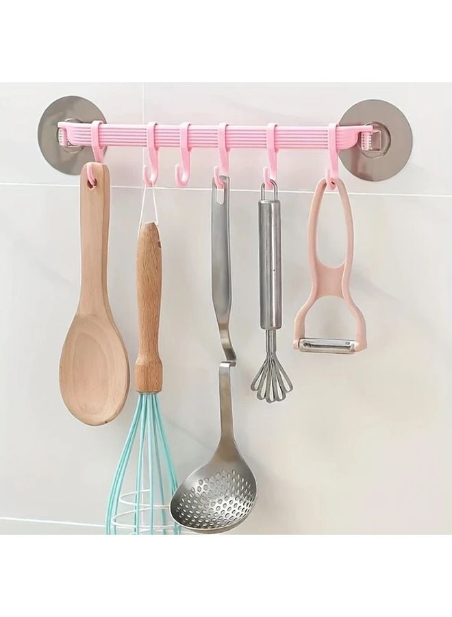 White Adhesive Hooks 6 Row Wall Mounted Seamless Hangers For Bathroom Kitchen - Image 4