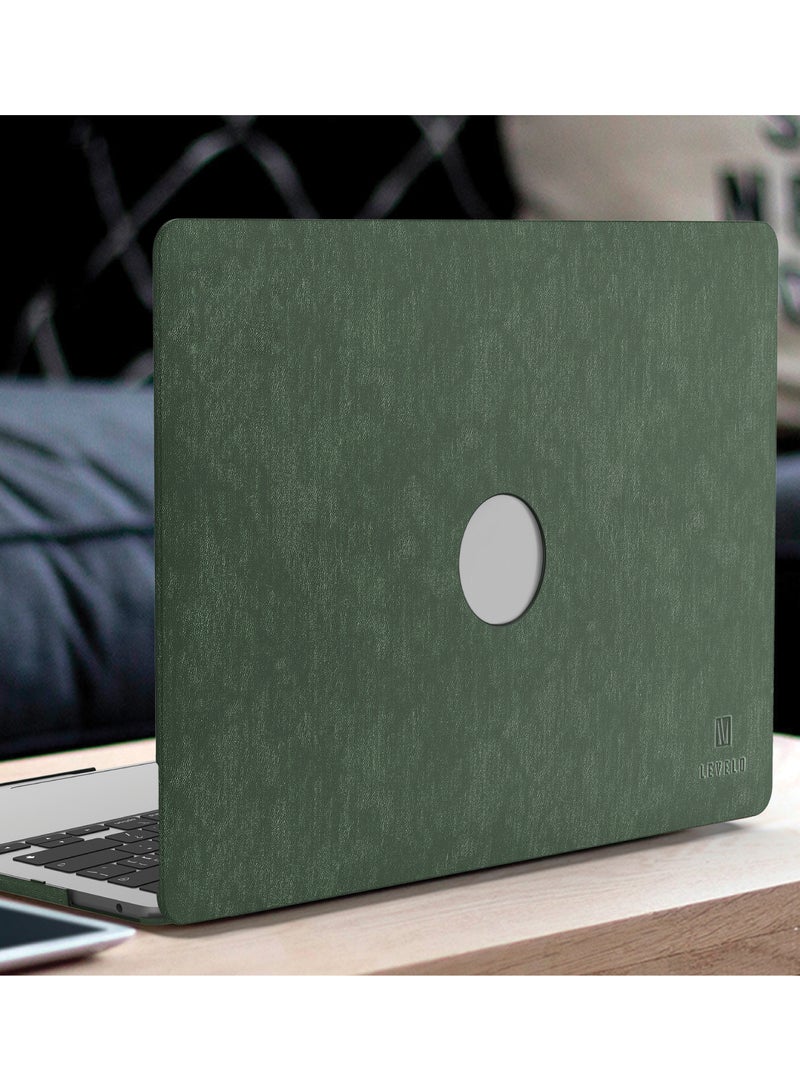 ليفيلو جراب جلدي من جيفينا لجهاز ماك بوك برو 15 بوصة / جراب خفيف الوزن ورفيع للغاية للكمبيوتر المحمول / حماية من الخدوش والتلف - أخضر غامق - Image 2