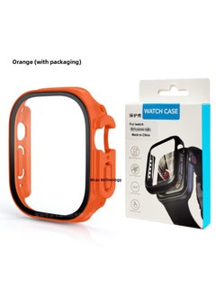 For Iwatch Ultra Protective Case Tempered Film One-piece S8 Protective Case Apple Watch Ultra Protective Case-Color:Orange (with Packaging)-Exterior Dimension:49mm