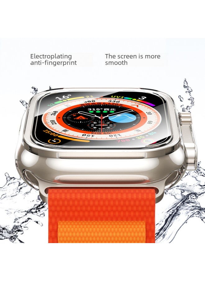 Generic - For Iwatch Ultra Protective Case Tempered Film One-piece S8 Protective Case Apple Watch Ultra Protective Case-Color:Orange (with Packaging)-Exterior Dimension:49mm - Image 1