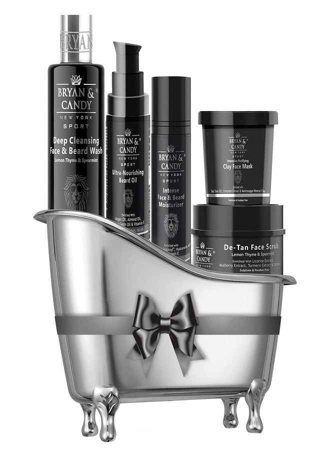 Bryan & Candy Lion Series Face Care Bath Tub Gift Set For Men, Men Combo For Complete Home Spa Experience, Face & Beard Wash, Beard Oil, Beard Moisturizer, Clay Face Mask, De Tan Face Scrub - Image 1