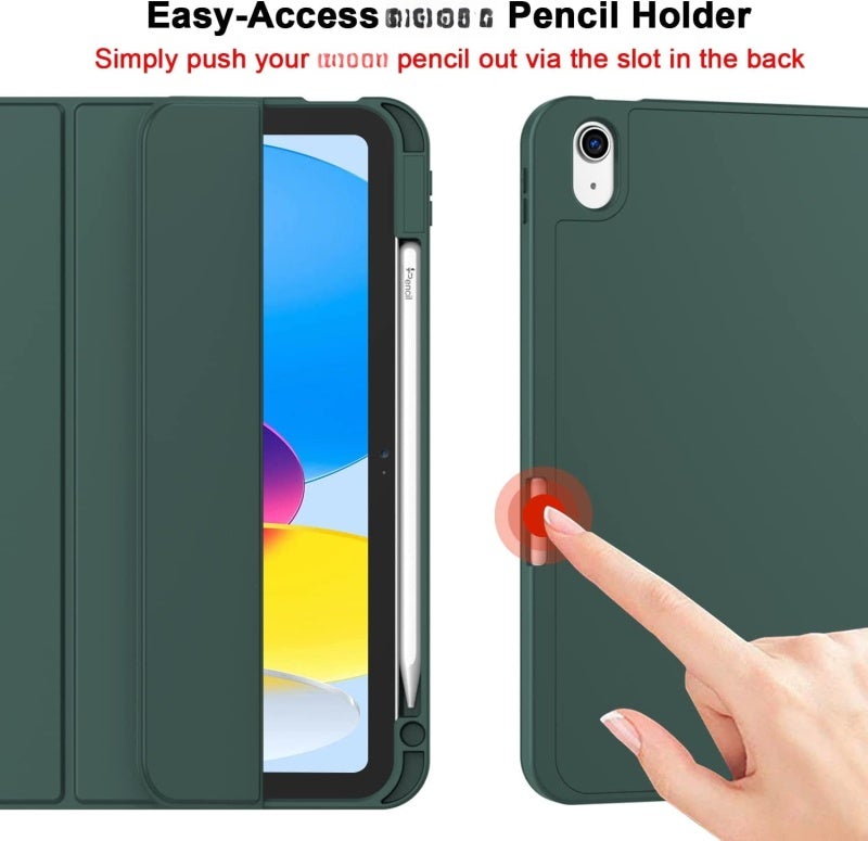iPad 10th Generation Case: 10.9 Inch Green Soft TPU Back - Auto Wake Sleep With Built-in Apple Pencil 1st Gen Slot For Home Office And Daily Use - Image 5