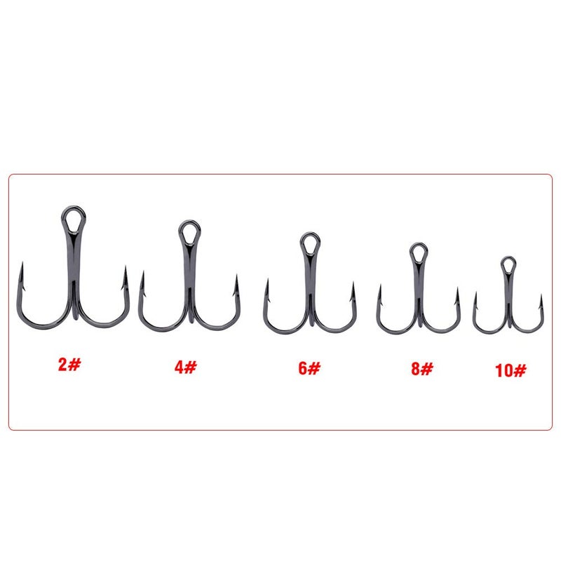 Dyxssm 100pcs/lot Treble Hooks Triple Fishing Hooks for Freshwater and Saltwater (Black, 2# 100pcs) - Image 2