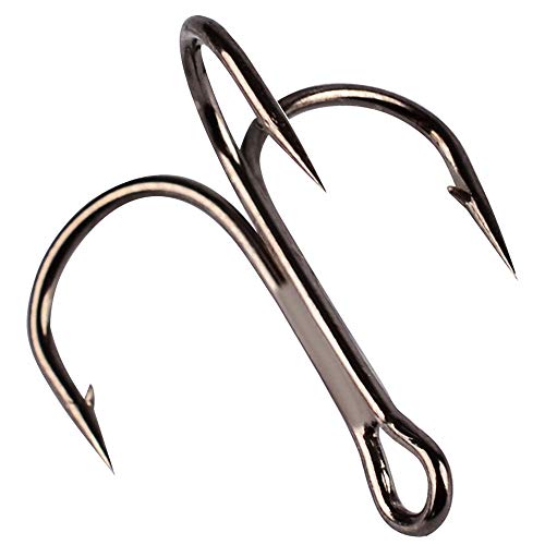 Dyxssm 100pcs/lot Treble Hooks Triple Fishing Hooks for Freshwater and Saltwater (Black, 2# 100pcs) - Image 1