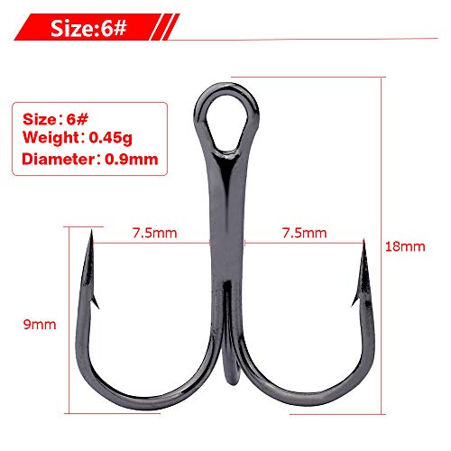 Dyxssm 100pcs/lot Treble Hooks Triple Fishing Hooks for Freshwater and Saltwater (Black, 2# 100pcs) - Image 5