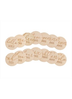 pearhead Wooden Monthly Milestone Photo Cards, Baby Announcement Cards, Pregnancy Journey Milestone Markers, 7 Double Sided Photo Prop Milestone Discs, Light Wood  - Image 1