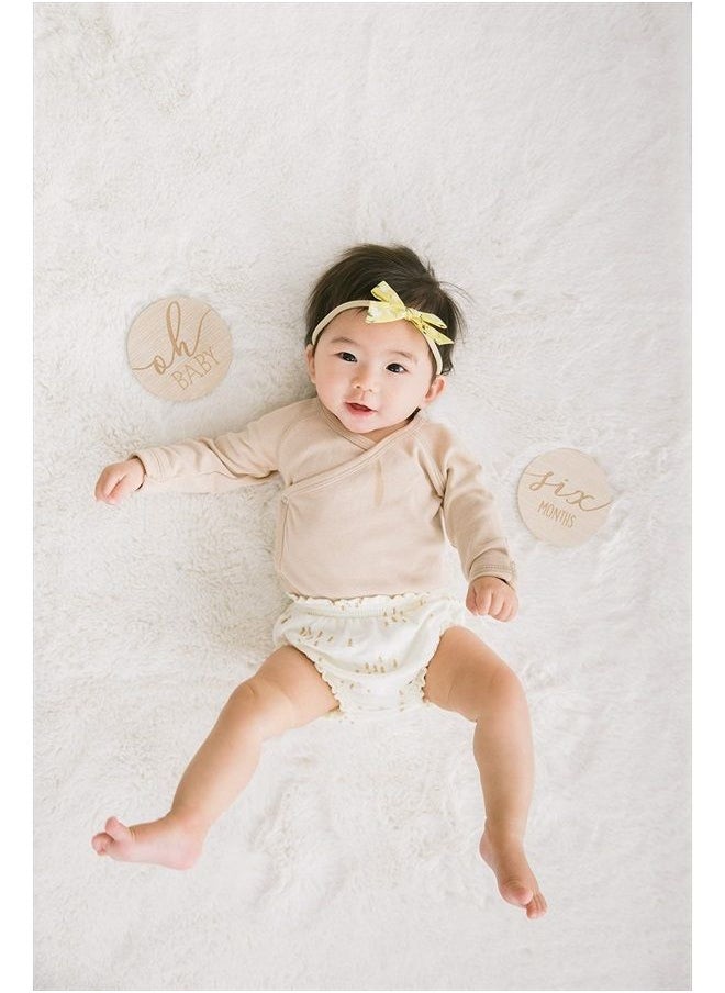 pearhead Wooden Monthly Milestone Photo Cards, Baby Announcement Cards, Pregnancy Journey Milestone Markers, 7 Double Sided Photo Prop Milestone Discs, Light Wood  - Image 5