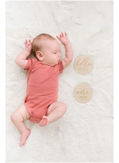 pearhead Wooden Monthly Milestone Photo Cards, Baby Announcement Cards, Pregnancy Journey Milestone Markers, 7 Double Sided Photo Prop Milestone Discs, Light Wood  - Image 4