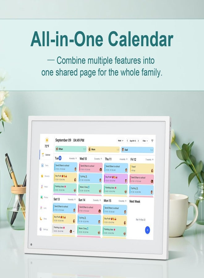 Canupdog Digital Calendar, 10.1inch Smart WiFi Digital Calendar&Chore Chart, 1920 * 1080 IPS Touch Screen HD Display for Family Schedules, Share Moments Instantly from Anywhere - Image 2