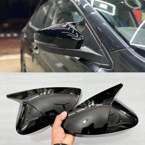 AUTO MT ABS Quality Batman Style Side Mirror Cover Carbon Mirror Cap Body Styling Kit for Side Mirror Covers for Car Prrotection. (BLACK VIRTUS-BATMAN,COVER, MIRROR-SIDE) - Image 1