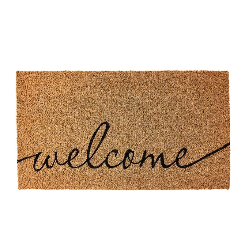 KANKUN Coco Coir Door Mat with Heavy Duty Backing, Welcome Doormat (17" x 30"), Doormat Entrance (Welcome1-1Pack) - Image 1