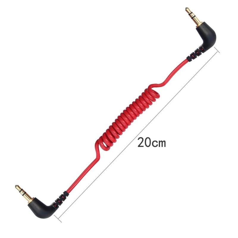 ELFOG TRS to TRS Spring 3.5mm Cable Coiled Microphone to Camera Red Color for VIDEOMIC GO Video Micro-Type Mics - Image 4