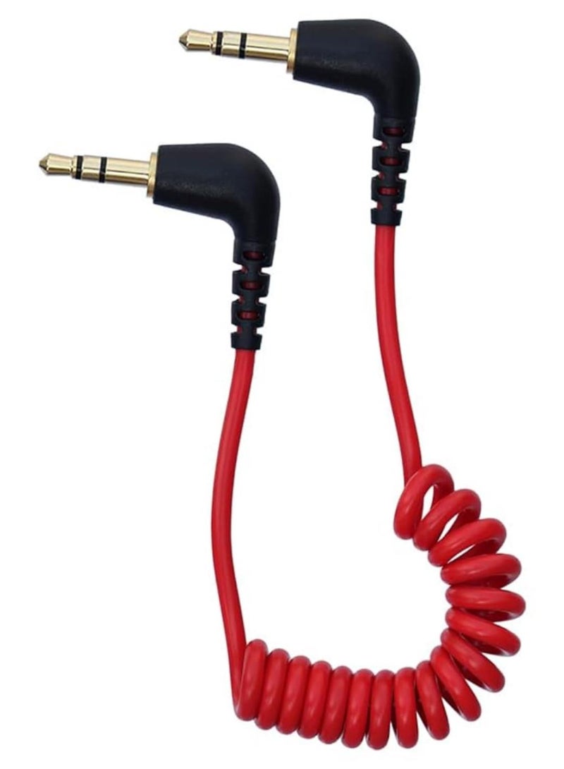 ELFOG TRS to TRS Spring 3.5mm Cable Coiled Microphone to Camera Red Color for VIDEOMIC GO Video Micro-Type Mics - Image 1