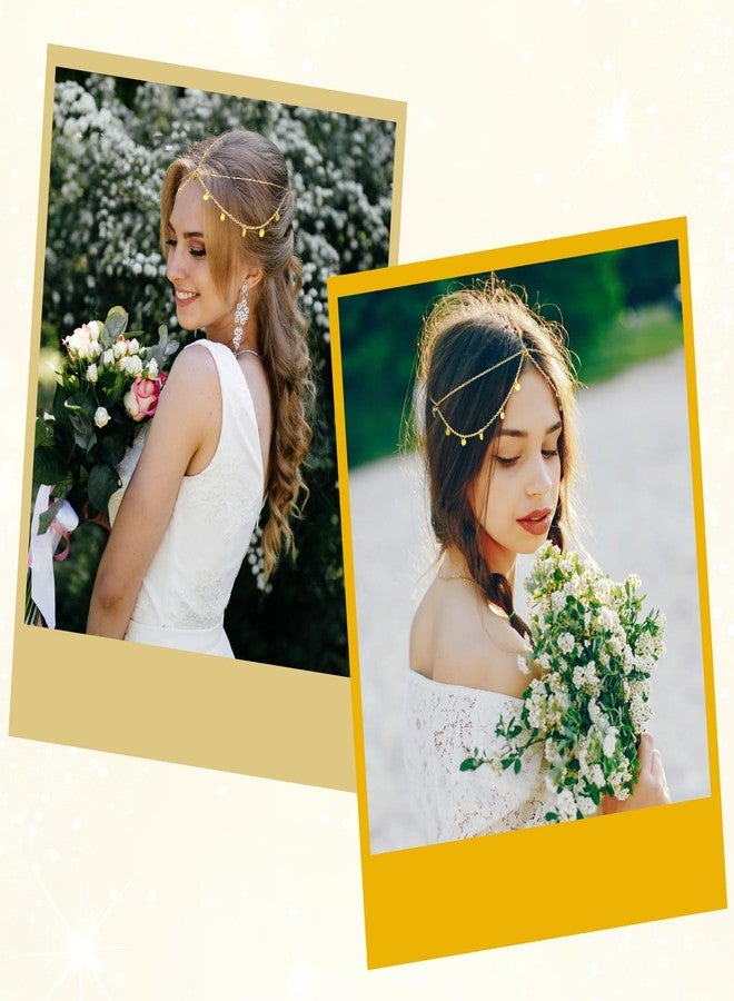 CHIROGRAPHY سلسلة رأس ذهبية من CHIROGRAPHY للنساء | قطعة رأس مزينة بالترتر على الطراز البوهيمي - مجوهرات شعر لحفلات التخرج | طوق رأس أنيق على الطراز الغجري لحفلات الزفاف والمهرجانات والمناسبات الخاصة - Image 5