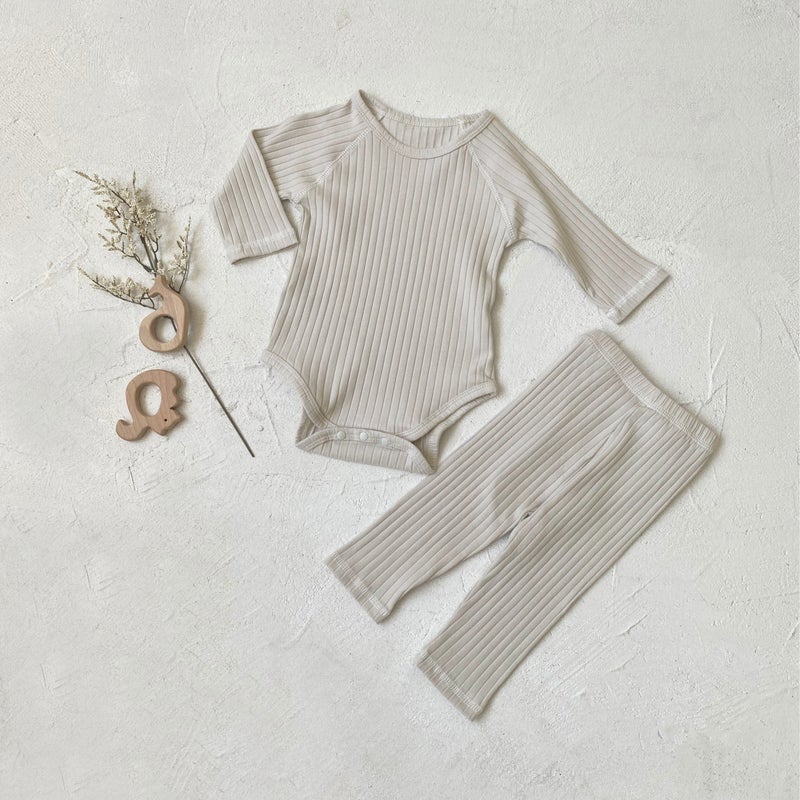 2024 Autumn Newborn Cotton Romper Set apricot suit (jumpsuit leggings) 