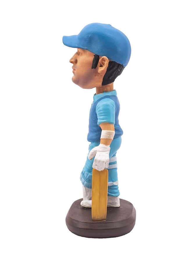 Wowheads Wow Heads MSD Dhoni Bobblehead - Handmade Cricketer Figurine | Mahendra Singh Dhoni in Blue Jersey | Sports Collectible | Modern Design Handmade Brown Bobblehead for Cricket Fans, Kids  - Image 2