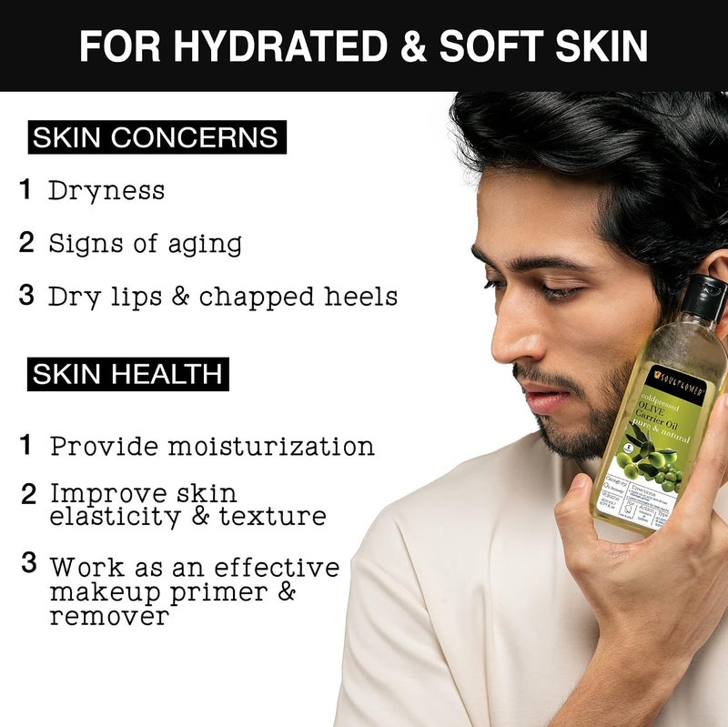 Soulflower ORGANIC OLIVE HAIR OIL, 100% PURE, COLD PRESSED, NATURAL, NATURAL MAKEUP REMOVER, 200ML/ 6.7 FL OZ - Image 2
