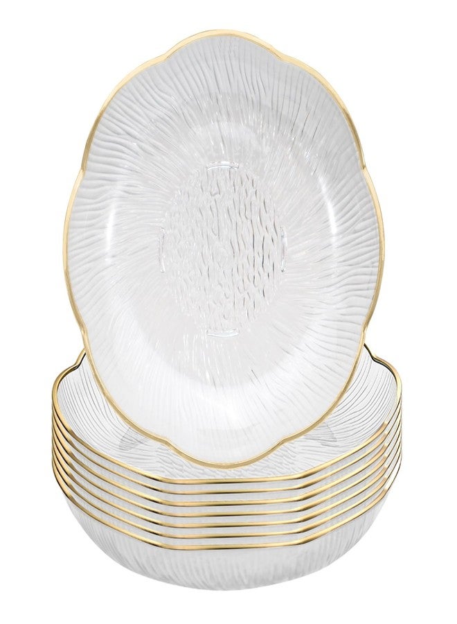 Roucerlin 6 Inch Clear White Acrylic Salad Plates Set of 8, Small Plastic Dinner Dessert Plates, Round Kitchen Appetizer Plates, Shallow Bowl Dish for Restaurant Lunch Snack Bread Fruit Party - Image 1