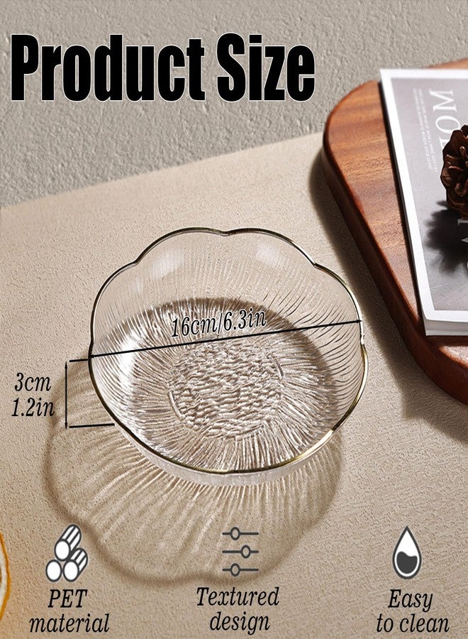 Roucerlin 6 Inch Clear White Acrylic Salad Plates Set of 8, Small Plastic Dinner Dessert Plates, Round Kitchen Appetizer Plates, Shallow Bowl Dish for Restaurant Lunch Snack Bread Fruit Party - Image 2
