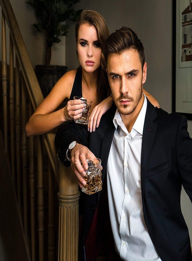 PrimeWorld Diamond Crystal Cut Whiskey Glasses Set of 6 pcs- 300 ml Bar Glass for Drinking Bourbon, Whisky, Scotch, Cocktails, Cognac- Old Fashioned Cocktail Tumblers - Image 5