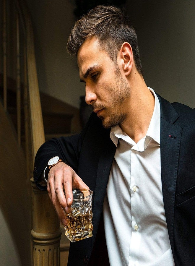 PrimeWorld Diamond Crystal Cut Whiskey Glasses Set of 6 pcs- 300 ml Bar Glass for Drinking Bourbon, Whisky, Scotch, Cocktails, Cognac- Old Fashioned Cocktail Tumblers - Image 4