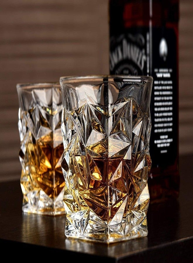 PrimeWorld Diamond Crystal Cut Whiskey Glasses Set of 6 pcs- 300 ml Bar Glass for Drinking Bourbon, Whisky, Scotch, Cocktails, Cognac- Old Fashioned Cocktail Tumblers - Image 3