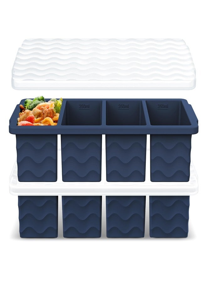 Doasuwish Silicone Freezer Tray for Soup Sauce Cube 2Pcs (Dark Blue) - Image 1