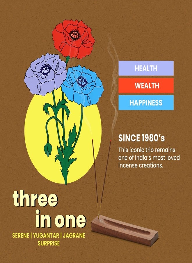 Cycle Brand Cycle Three in One Economy Incense Sticks–3 Signature Fragrances (Serene, Yugantar & Jagrane) for Meditation, Yoga, Relaxation & Home Ambience-100 Agarbatti/pack | 9 inch stick-40 Minutes Burning time - Image 4