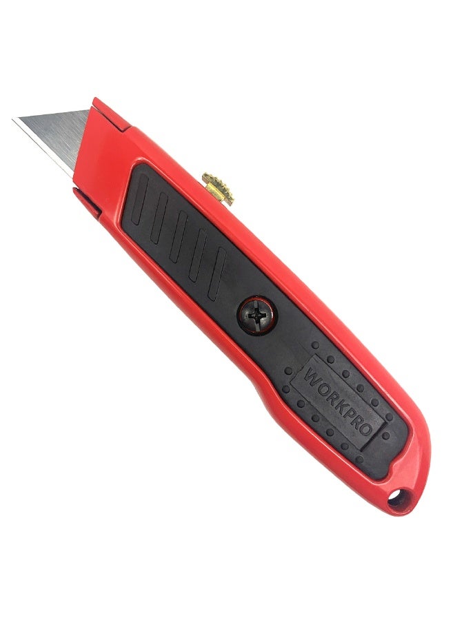 WORKPRO Aluminum Retractable Utility Knife – Heavy Duty Box Cutter with 3-Position Locking Mechanism – Professional Pocket Razor Knife with 3 Premium SK5 Steel Blades for Cardboard, Plastic & Leather, WP213005 - Image 1