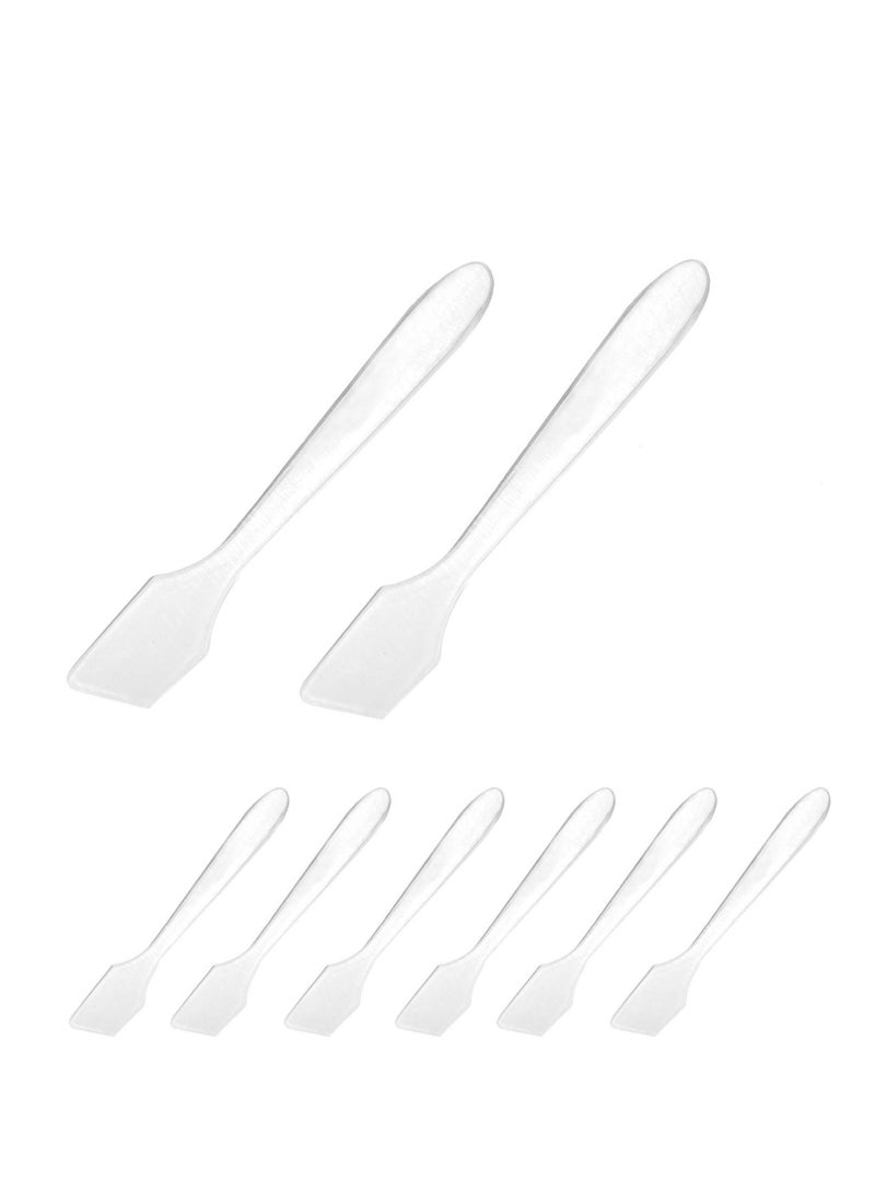 KASTWAVE Disposable Cosmetic Spatulas for Makeup, Mini Clear Plastic Skin Care Mask Spatula Scoop Reusable Facial Cream Spatula for Mixing and Sampling Care Facial Cream Mask Spatula (100 Pcs, Frosted Clear) - Image 1