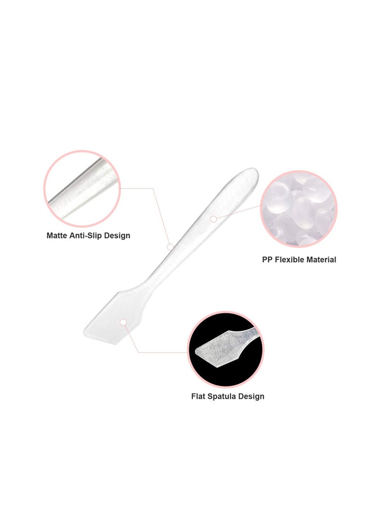 KASTWAVE Disposable Cosmetic Spatulas for Makeup, Mini Clear Plastic Skin Care Mask Spatula Scoop Reusable Facial Cream Spatula for Mixing and Sampling Care Facial Cream Mask Spatula (100 Pcs, Frosted Clear) - Image 3