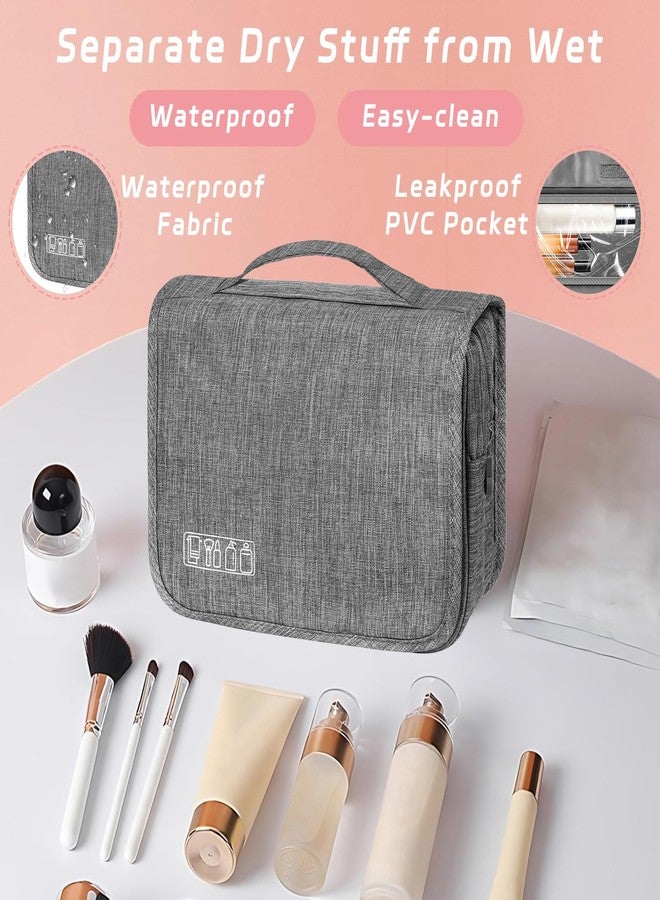 YEMEDA Toiletry Bag Travel Bag with Hanging Hook, Waterproof Shower Bathroom Hanging Toiletry Bag for Men Women,Small Multifunctional Makeup Cosmetic Bag,Portable Toiletries Bag Travel Organizer (Grey) - Image 5