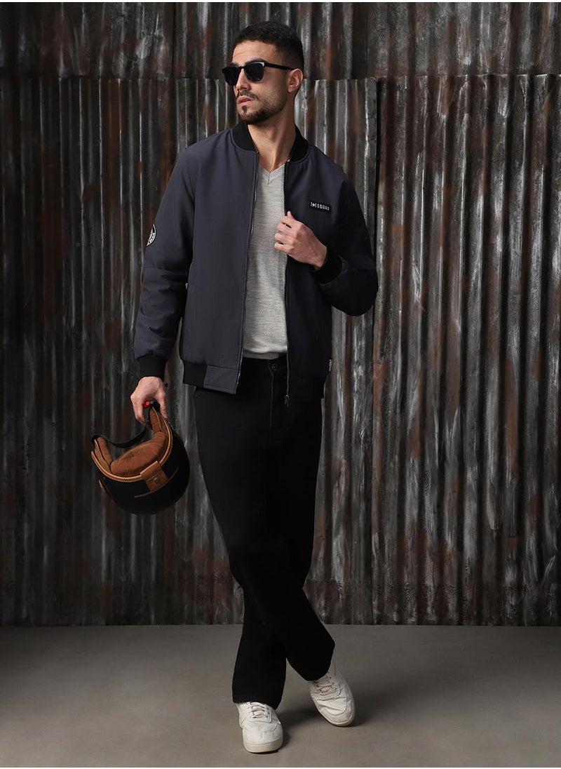 HIGH STAR - Men's Charcoal 100% Polyester Printed Relaxed Fit Jacket - Image 1