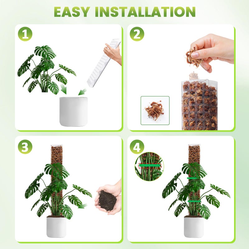 Bluepro 24 Inch 4 Pcs Plastic Moss Pole for Plants Monstera, 4Ã—24'' Plant Poles for Climbing Plants, Plant Support for Indoor Plants Work with Sphagnum Moss - Image 5