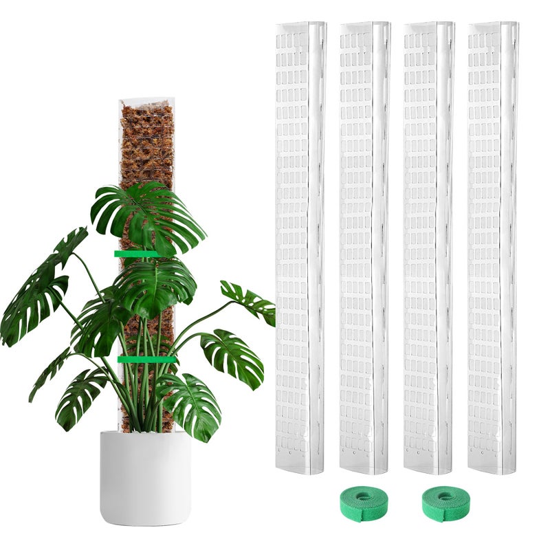Bluepro 24 Inch 4 Pcs Plastic Moss Pole for Plants Monstera, 4Ã—24'' Plant Poles for Climbing Plants, Plant Support for Indoor Plants Work with Sphagnum Moss - Image 1